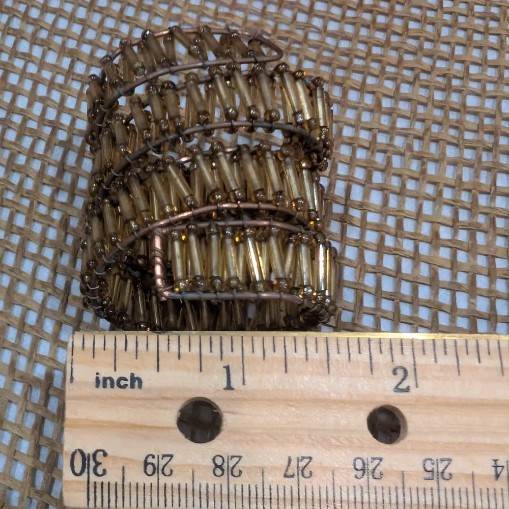 Pier 1 Gold Beaded Spiral Napkin Rings,